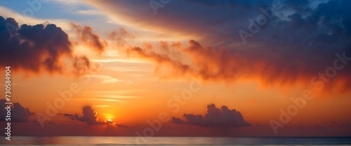 Beautiful sunset over the sea in the tropics. Panorama