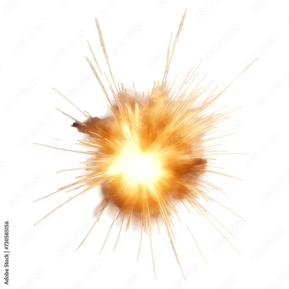 Fototapeta premium Bright explosion with radiant lines, capturing intense energy release, isolated on a white background