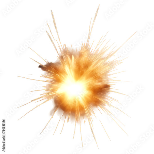 Bright explosion with radiant lines, capturing intense energy release, isolated on a white background © NightTampa