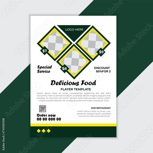 creative brochure or flayer template design with good food. Mock-up cover vector modern flat style