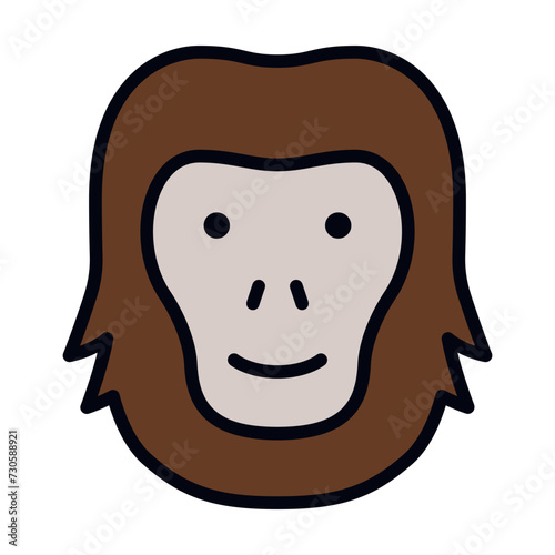 Orangutan filled line icon