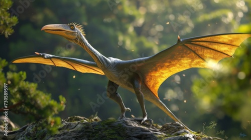 A detailed reconstruction of a Pterodactyl one of the most wellknown dinosaurs thanks to its appearance in the Juric Park films.