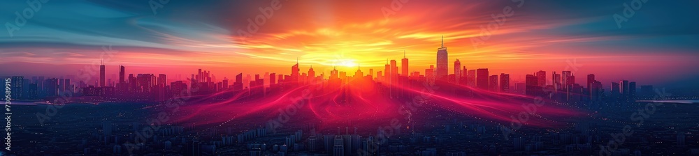 abstract cityscape at twilight, abstract design, in the style of textured surface layers