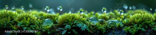 crystal-clear raindrops on a moss-covered rock, in the style of laowa 100mm f/2.8 photo