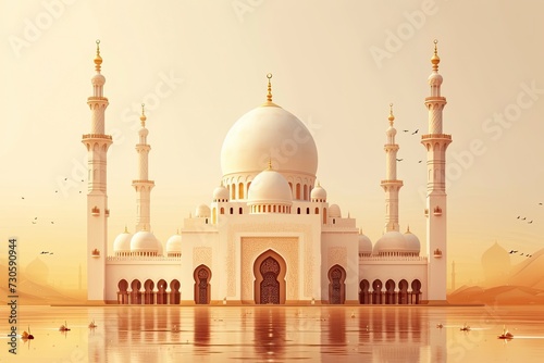 mosque Poster design background  realistic  HD  copy space - generative ai