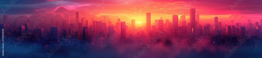 vibrant geometric cityscape abstraction, abstract design