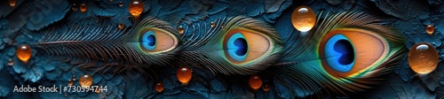 vibrant peacock feathers on a vintage surface