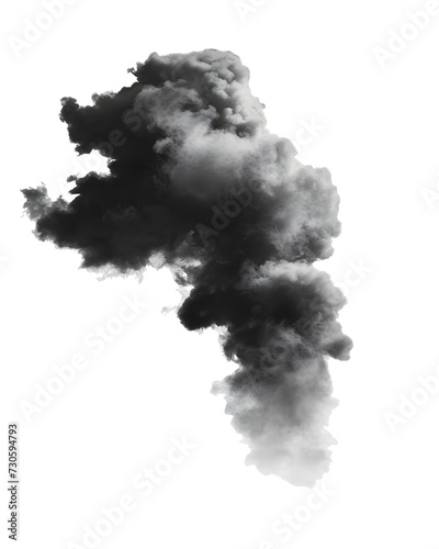 Isolated black smoke, transparent background