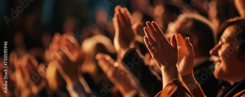 Audience clapping their hands at a large event