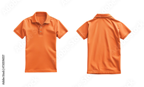 Front and back orange polo shirt mock up, cut out