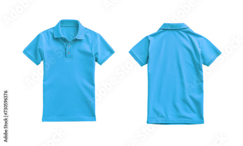 Front and back blue polo shirt mock up, cut out