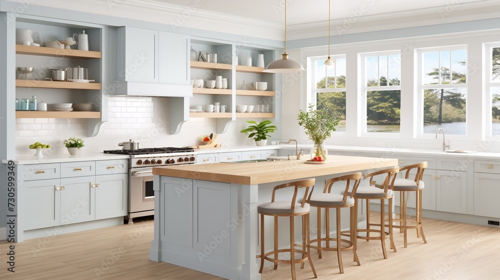 Coastal Grandmother Chic: Soothing Neutrals & Timeless Comfort in the Kitchen