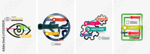 Set of infographics with line design icons. Vector illustration For Wallpaper, Banner, Background, Card, Book Illustration, landing page