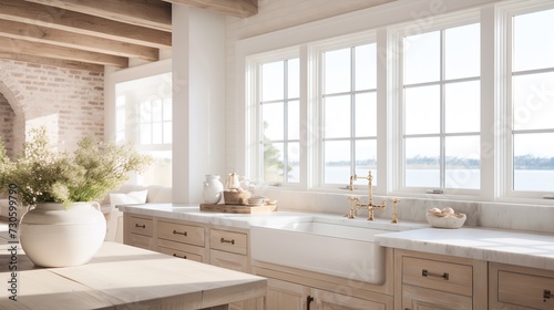 Coastal Grandmother Chic: Soothing Neutrals & Timeless Comfort in the Kitchen © VisualMarketplace