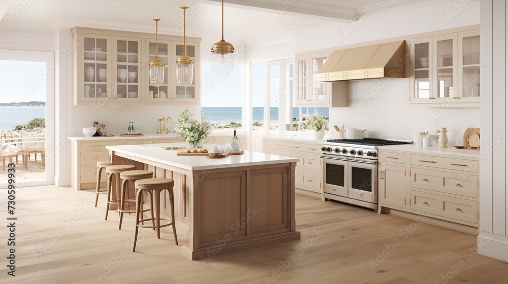 Coastal Grandmother Chic: Soothing Neutrals & Timeless Comfort in the Kitchen