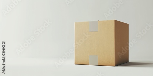 A cardboard box placed on a white background. © MdBaki