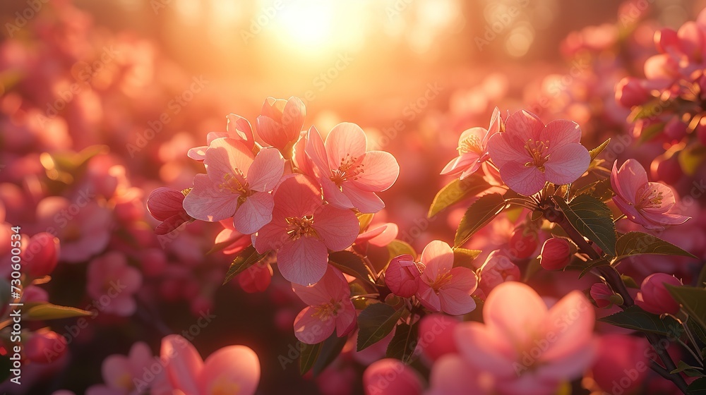 Sunlit Orchard Blossoming. Made with Generative  AI Technology