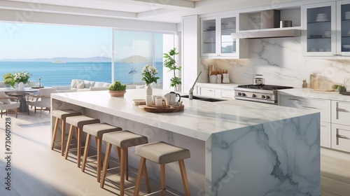 Breezy Coastal Kitchen with Stunning Sea Views - Beachfront Elegance © VisualMarketplace