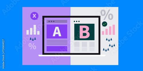 Infographic of AB testing, landing page optimization and increase conversion rate, vector illustration.