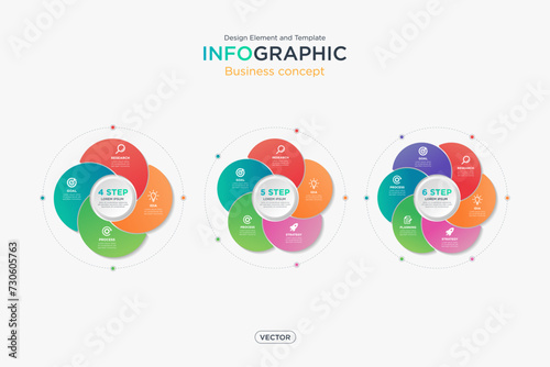 infographic business concept. infomation step in circular windmill format set. Design Element and Template on Background White Color Mode. On Vector