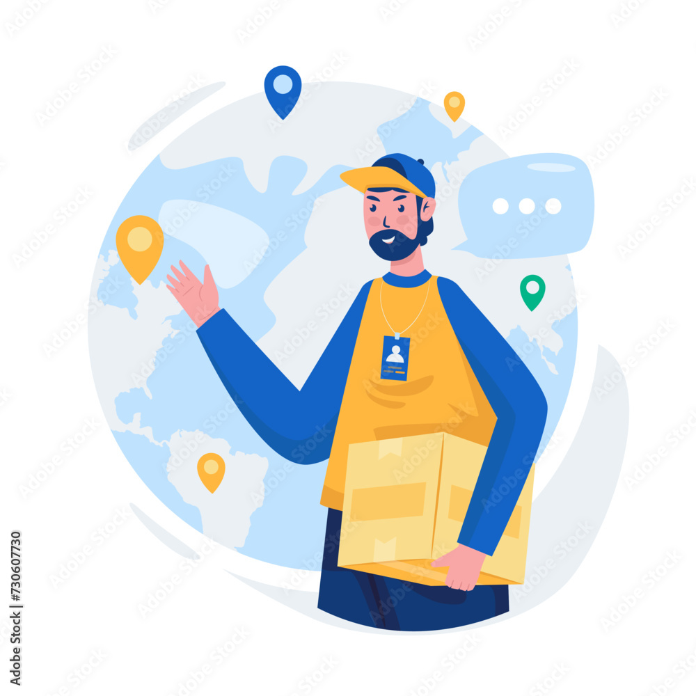 Worldwide shipping delivery service flat illustration Worldwide shipping delivery service flat illustration