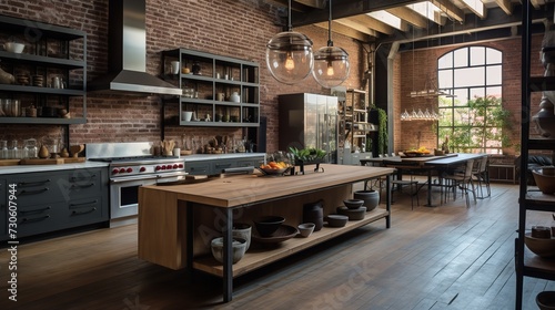 Eclectic Loft Kitchen  Exposed Architectural Beauty and Creative Mix