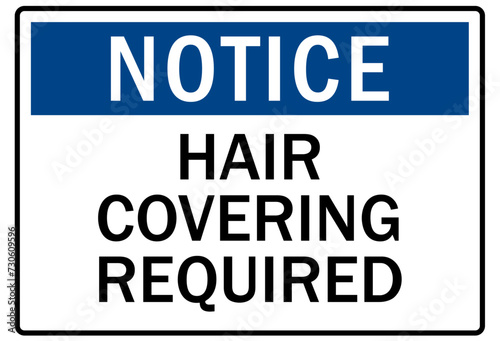 Clean room sign hair covering required