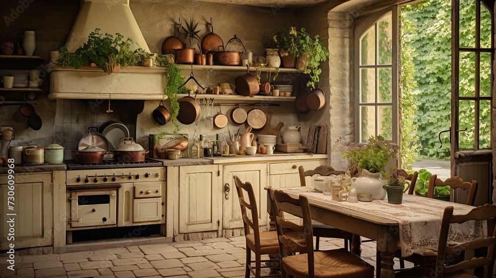 Rustic Elegance: French Country Kitchen with Timeless Antique Accents Rustic Elegance: French Country Kitchen with Timeless Antique Accents