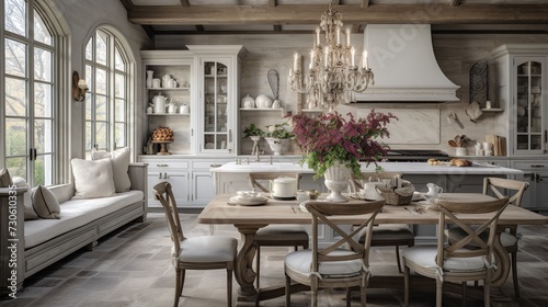 Rustic Elegance: French Country Kitchen with Timeless Antique Accents © VisualMarketplace