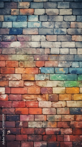 Colorful brick wall. Background for instagram story, vertical banner, smartphone screen background or greeting card 