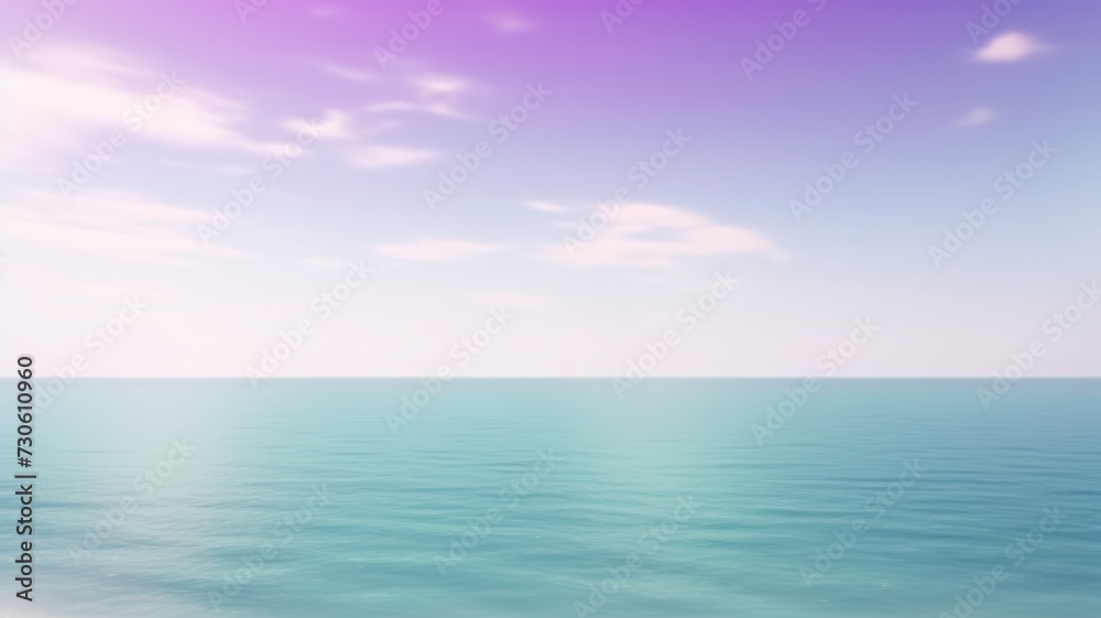 Clear blue sky sunset with glowing pink and purple horizon on calm ocean seascape background. Picturesque generative ai