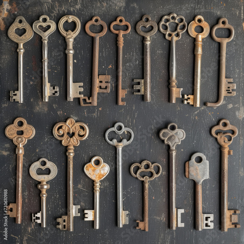 Metallic Shades Antique Keys Grouping