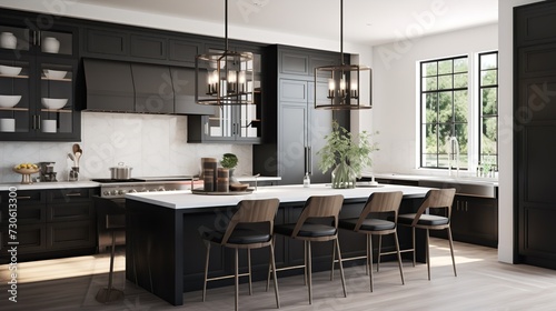 Striking High-Contrast Kitchen: Bold Black & White Theme with Modern Flair