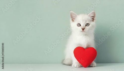 かわいい子猫とハートのフレーム 背景 壁紙 AI生成画像