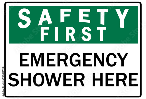 Emergency safety shower sign