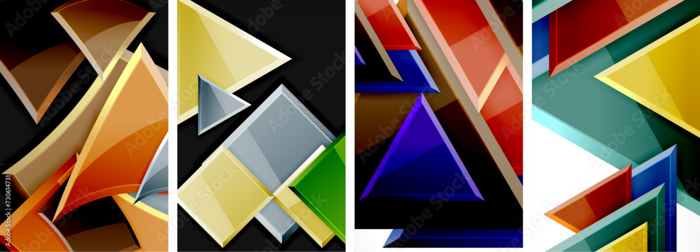 Triangle composition poster background set for wallpaper, business card, cover, poster, banner, brochure, header, website