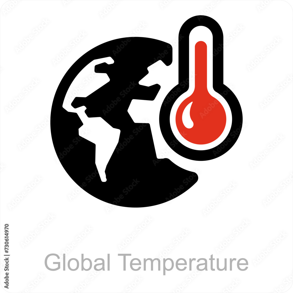 Global Temperature and global icon concept