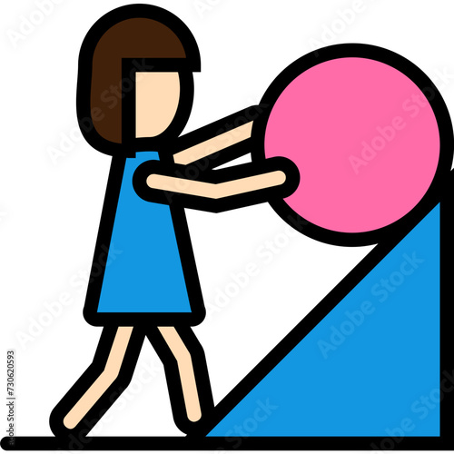 Resilience Colored Outline Icon Design Vector Women's Day