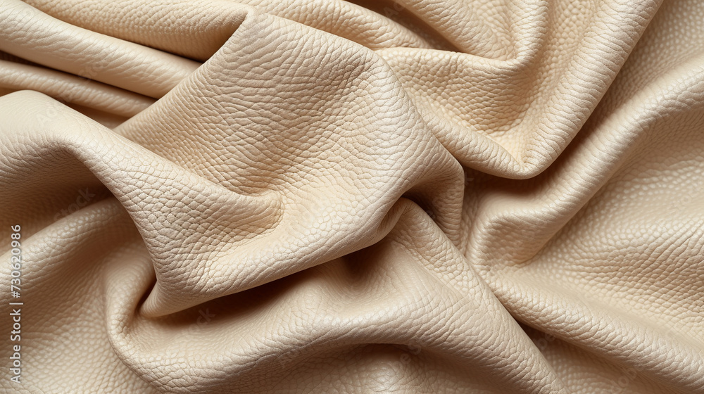 Fototapeta premium A Luxurious Beige Leather Texture Speaks Of Opulence And Versatility, Perfect For Fashion To Furniture, Imbuing Warmth And Classic Style.