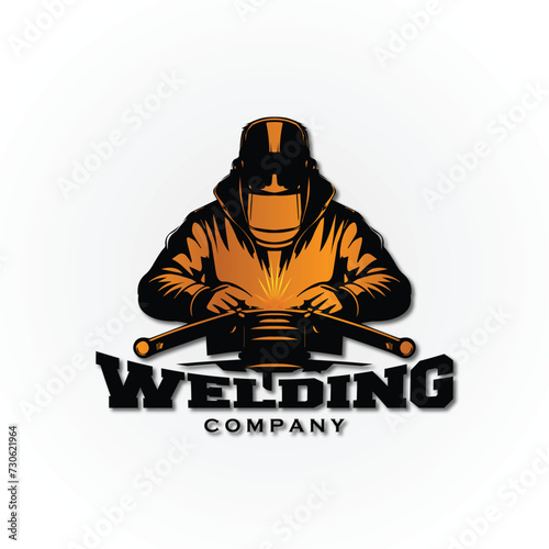 Illustration vector graphic of custom welding fabrication work company logo design template