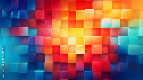 Vibrant abstract squares backdrop  with colorful gradients in neo-mosaic style.