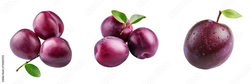Set of a plum, on a Transparent Background Set of a plum, on a Transparent Background