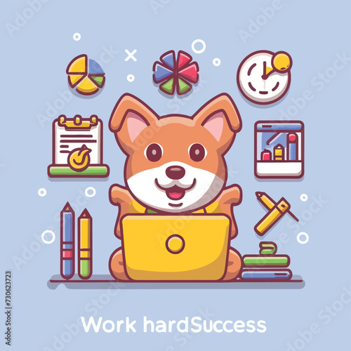 2d vector illustration colorful animal business   TRAINING and study work hard successes