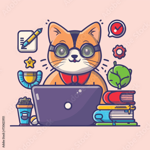 2d vector illustration colorful animal business , TRAINING and study work hard successes
