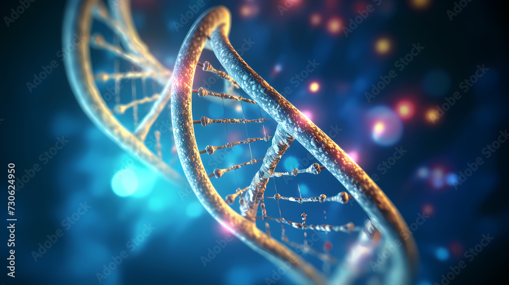 Human DNA structure, 3D illustration of helical DNA molecule Human DNA structure, 3D illustration of helical DNA molecule