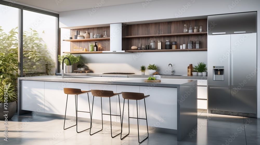 Fototapeta premium Sleek and Elegant Minimalist Kitchen Design