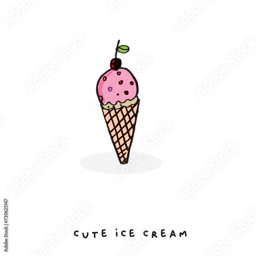 Cute doodle cartoon hand drawn ice cream illustration