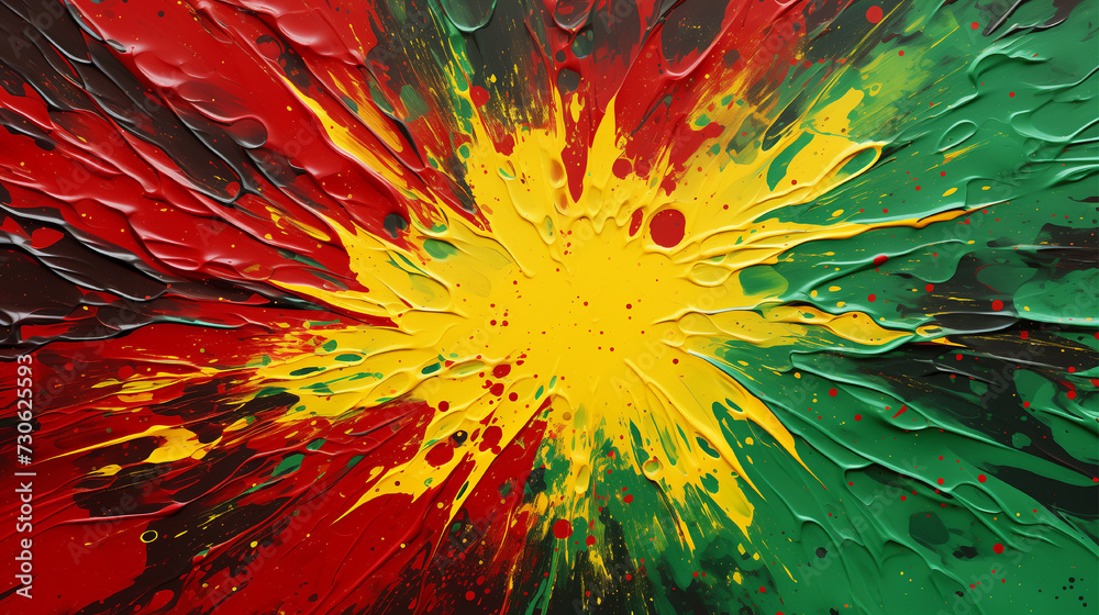 Obraz premium Vibrant abstract grunge texture on a red, yellow, and green backdrop.