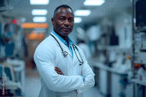 Portrait asian male doctor looking at camera smiling standing in front of doctor's office