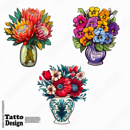 bouquet of flowers and tatto design  photo